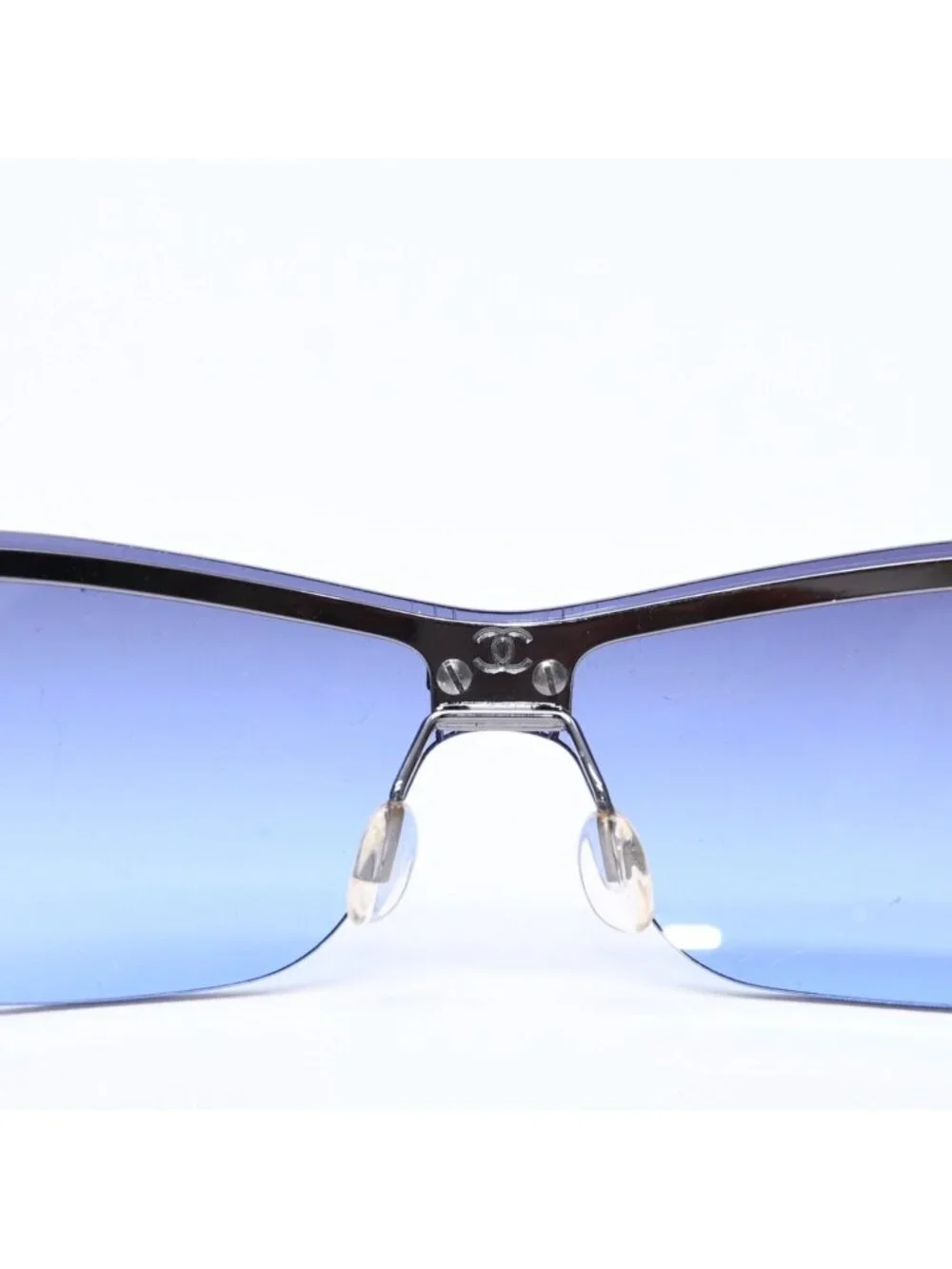 Chanel Half Rim Sunglasses Eyewear Blue Lens